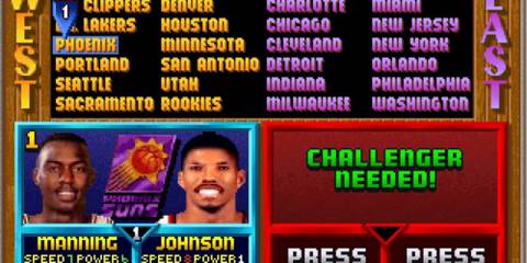 Team select in NBA Jam Tournament Edition (PS1)