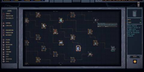 Tech tree with various research options in Mech Engineer, a top pick for mech building strategy lovers