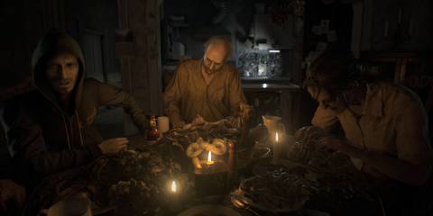 The Bakers at dinner in Resident Evil 7