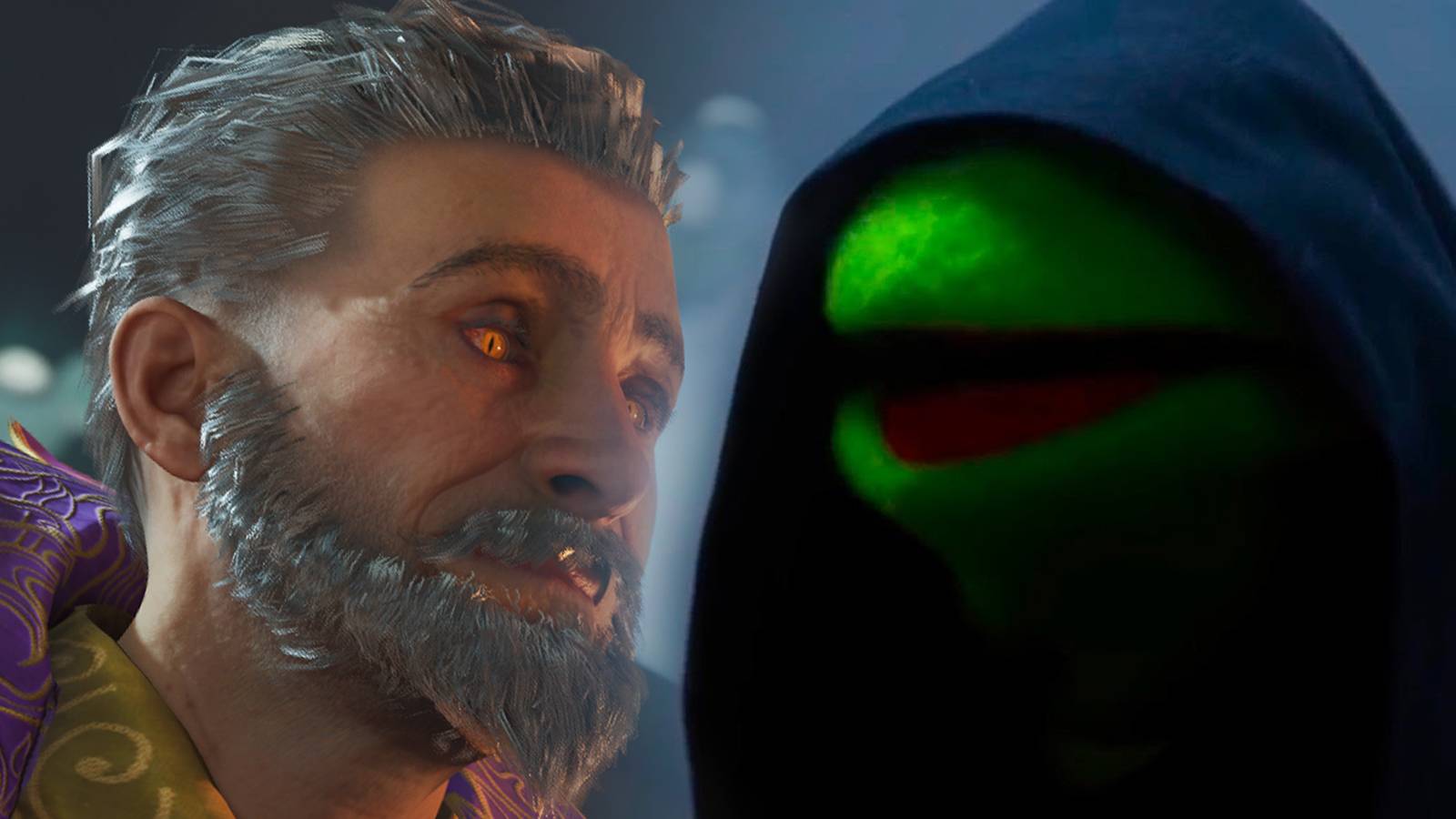 The Elder Scrolls IV Oblivion Remastered TES4 character looking at Darth Kermit  2x1 composite