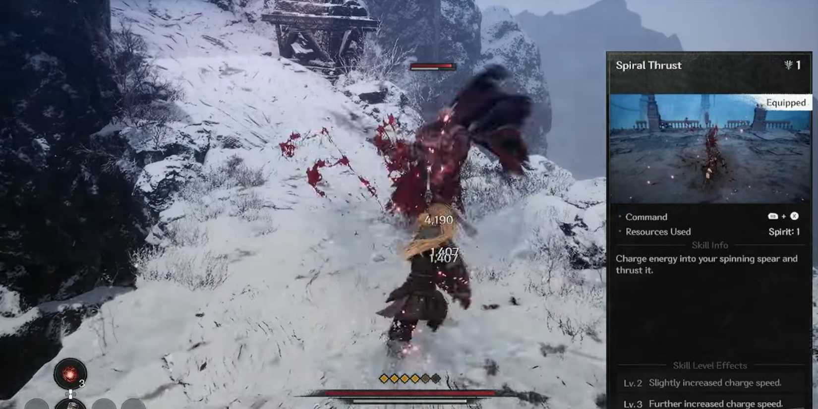 The First Berserker Khazan spear spiral thrust attacking