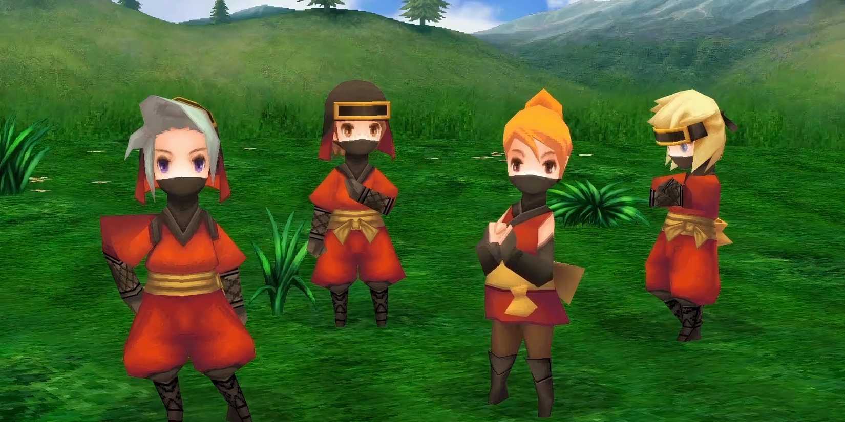 The party dressed as ninjas in Final Fantasy 3 (Remake)