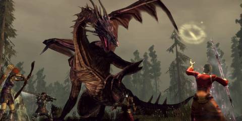 The party fighting a dragon - Dragon Age: Origins