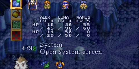 The party menu in Lunar Silver Star Story Complete