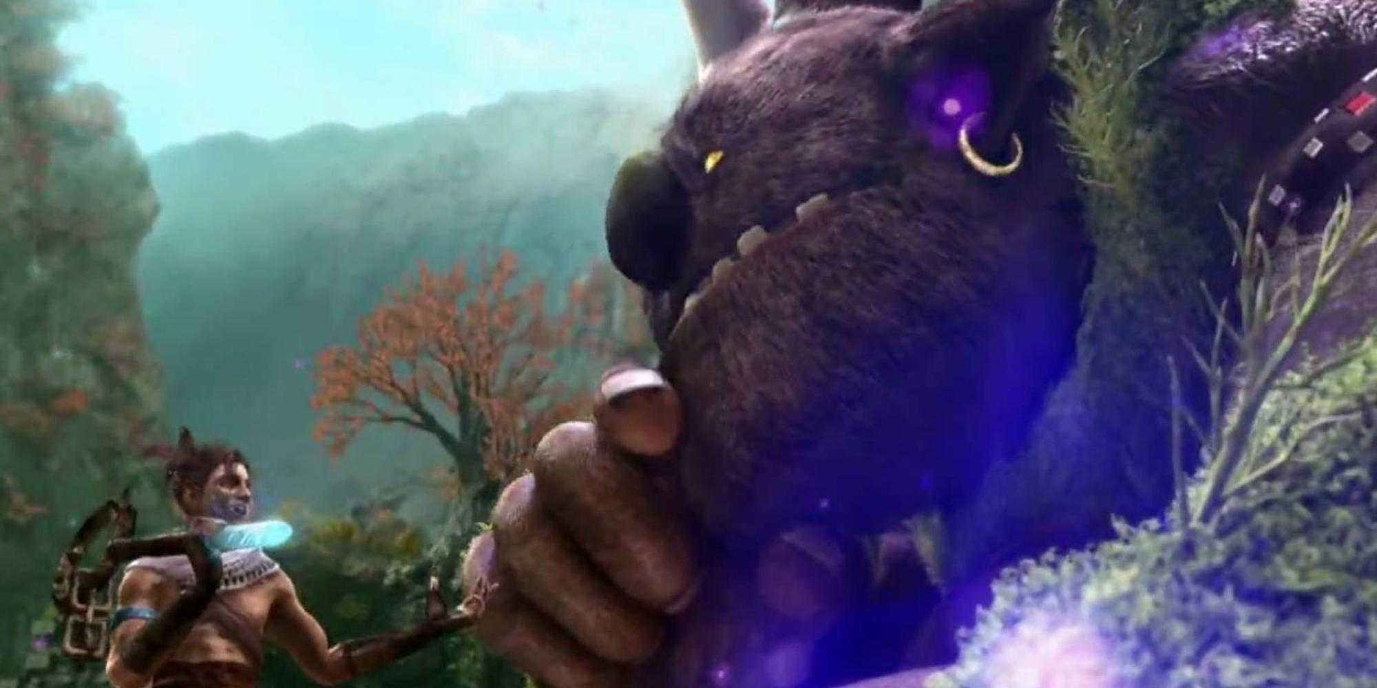 The protagonist and Majin in Majin and the Forsaken Kingdom