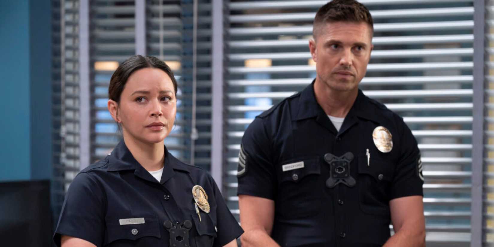 Lucy Chen (Melissa O'Neil) and Tim Bradford (Eric Winter) on The Rookie