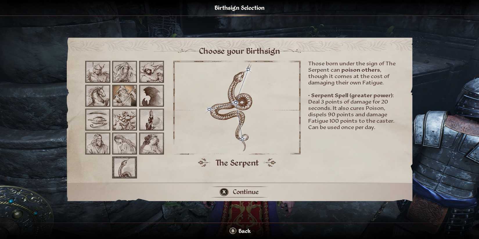 The Serpent Birthsign in The Elder Scrolls 4 Oblivion Remastered