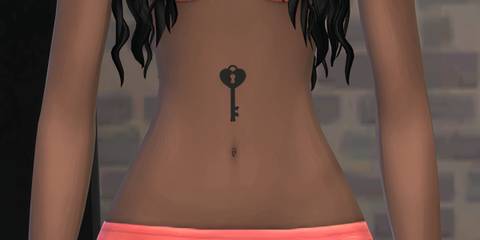 Heart Key tattoo stamp