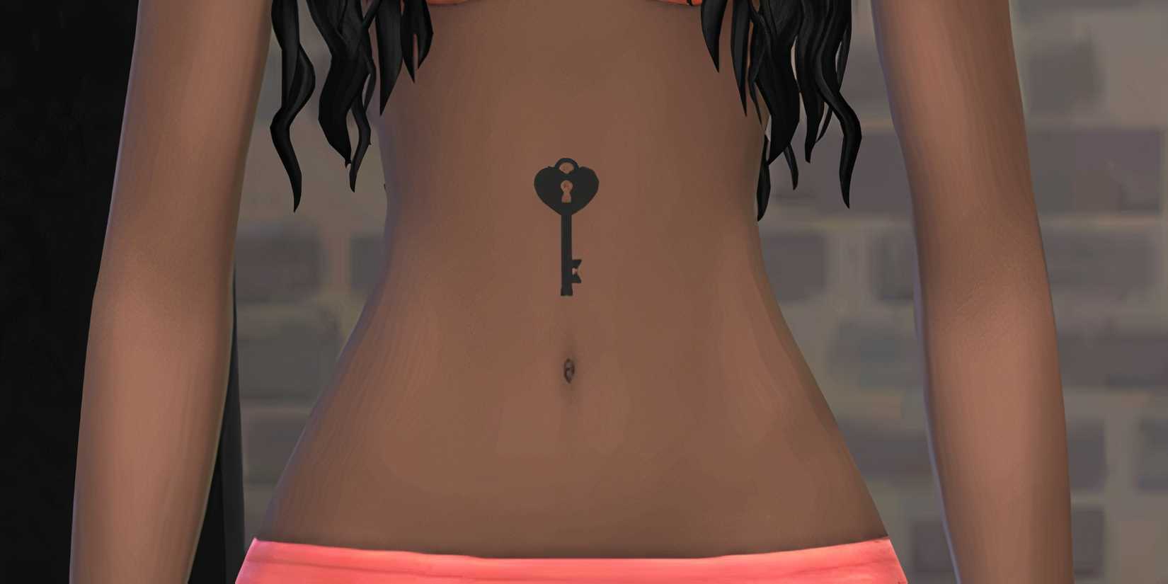 Heart Key tattoo stamp