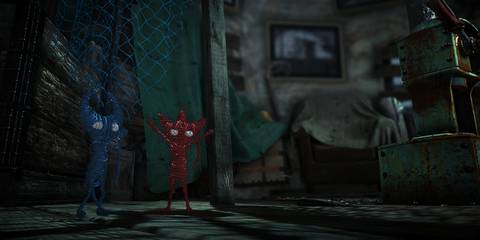 Yarny and Tangle inside a house in Unravel Two