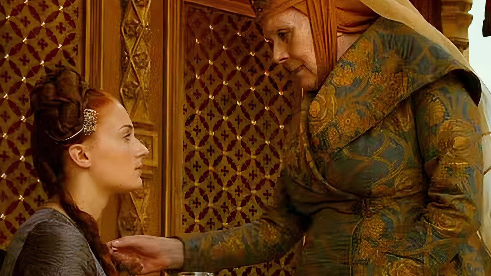 Sansa stark and Olenna Tyrell in game of thrones season 4