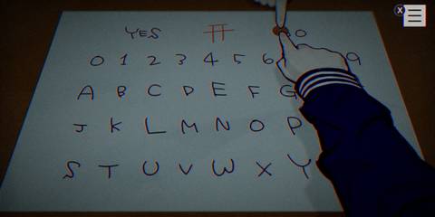 Playing a paper Ouija board in Paranormasight: The Seven Mysteries of Honjo
