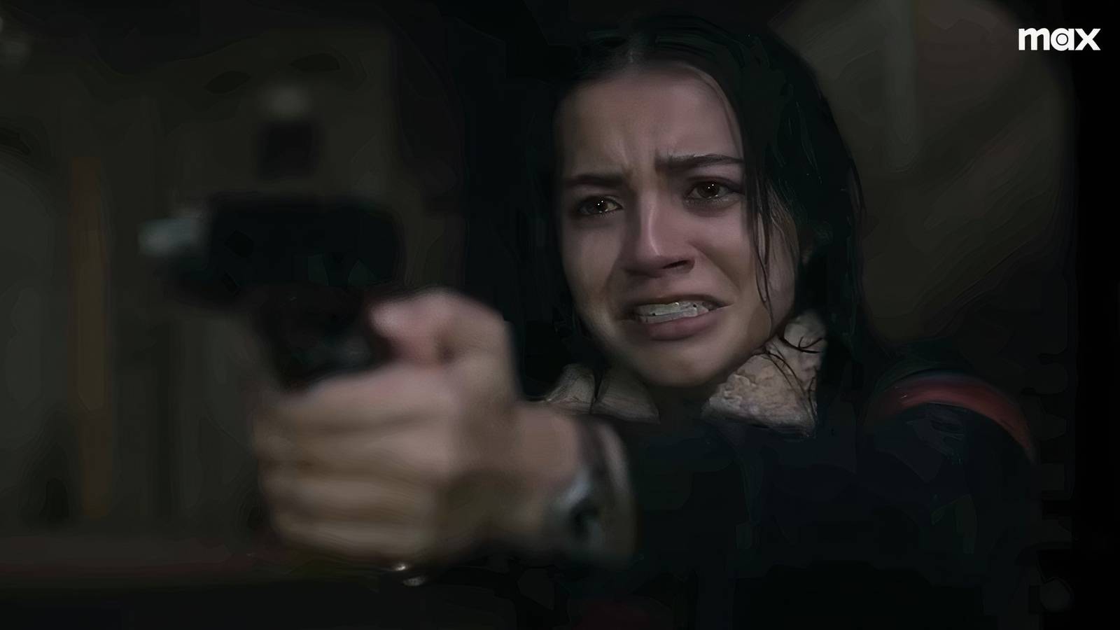 Dina pointing a gun at Ellie in the last of us season 2 episode 4