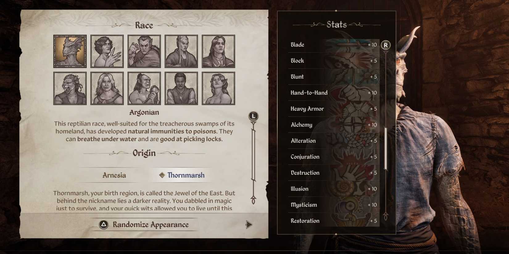 Argonian Skills in The Elder Scrolls 4: Oblivion Remastered
