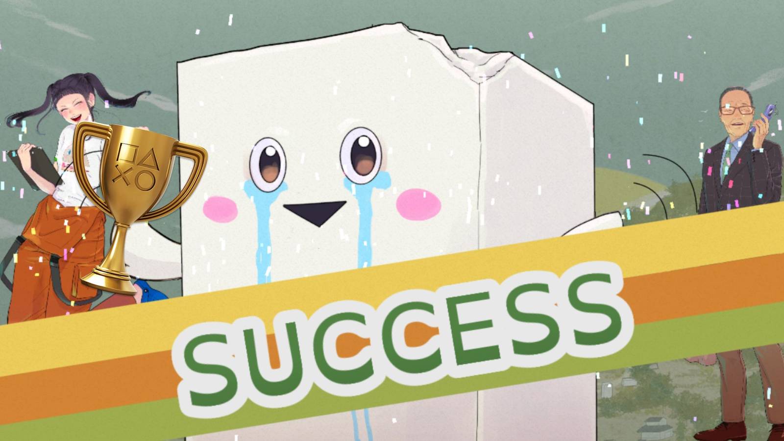 To-Fu from Promise Mascot Agency with a PS trophy