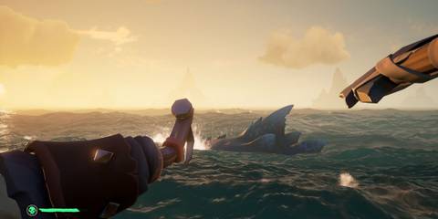 Aiming at a monster in Sea of Thieves