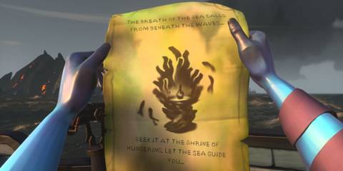 A player looking at a note in Sea of Thieves