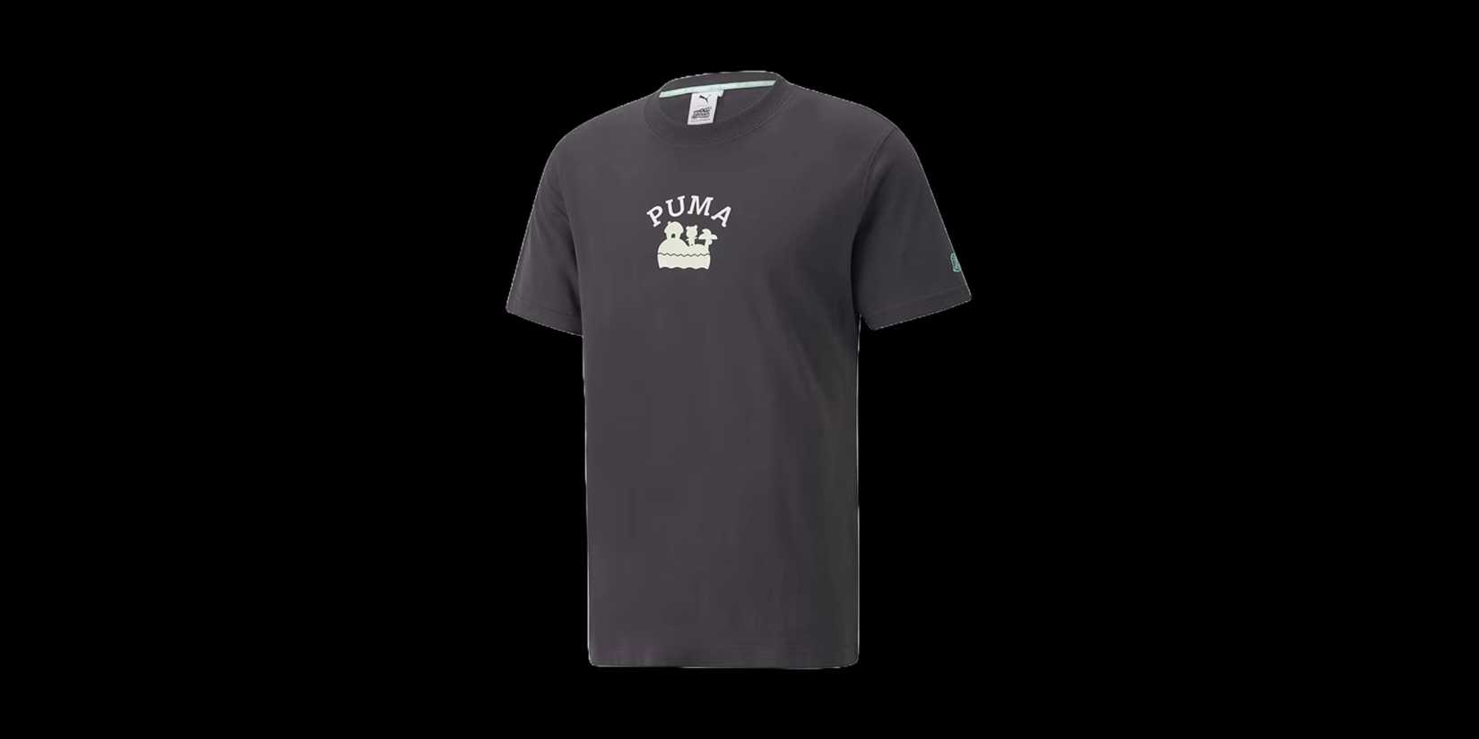 Black background with an image of the animal crossing x puma t shirt. 