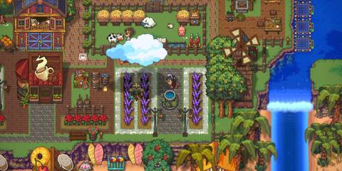 A player using a rain spell in Sun Haven