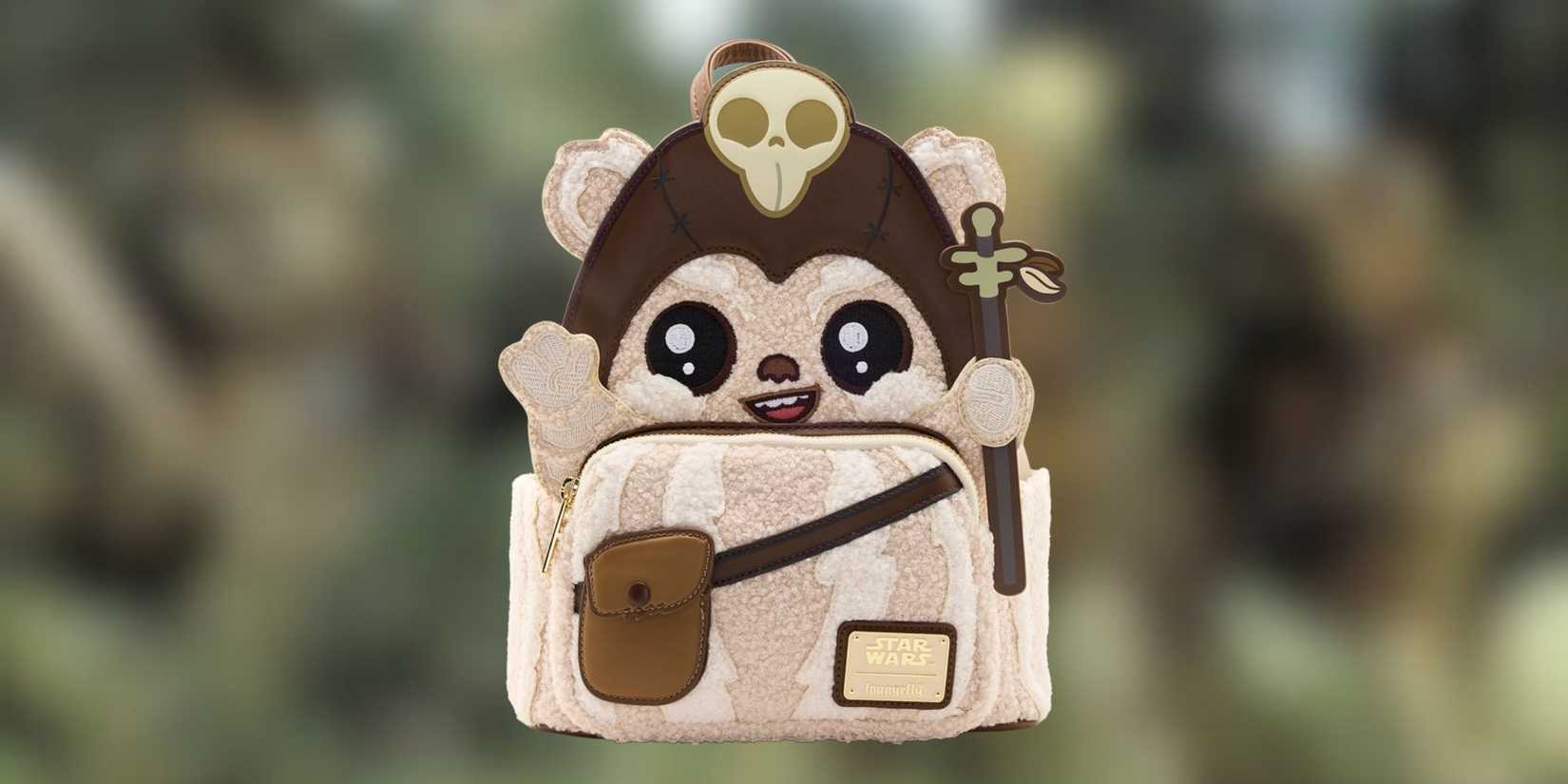 Logray Ewok Plush Backpack on an Ewok background. 