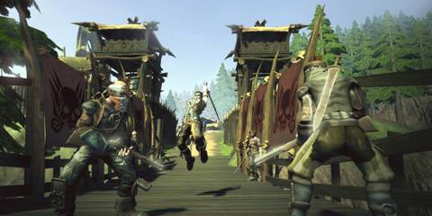 A player using a sword attack in Fable 2