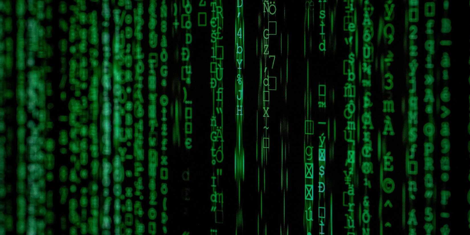 Image of a matrix-style data transfer. 