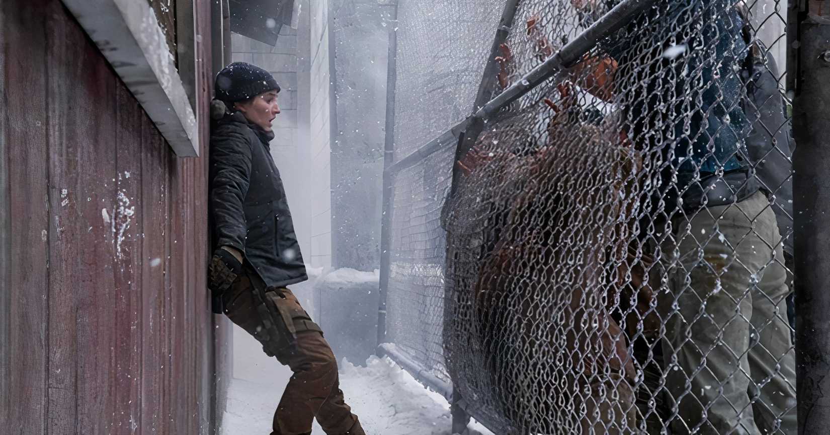 Abby and infected at a fence in The Last of Us Season 2
