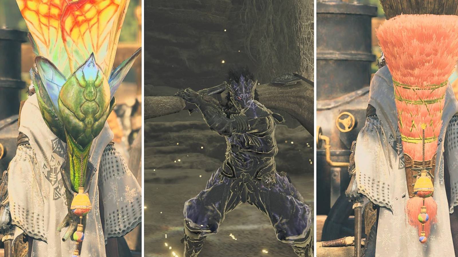 A grid showing three Hunting Horns in Monster Hunter Wilds