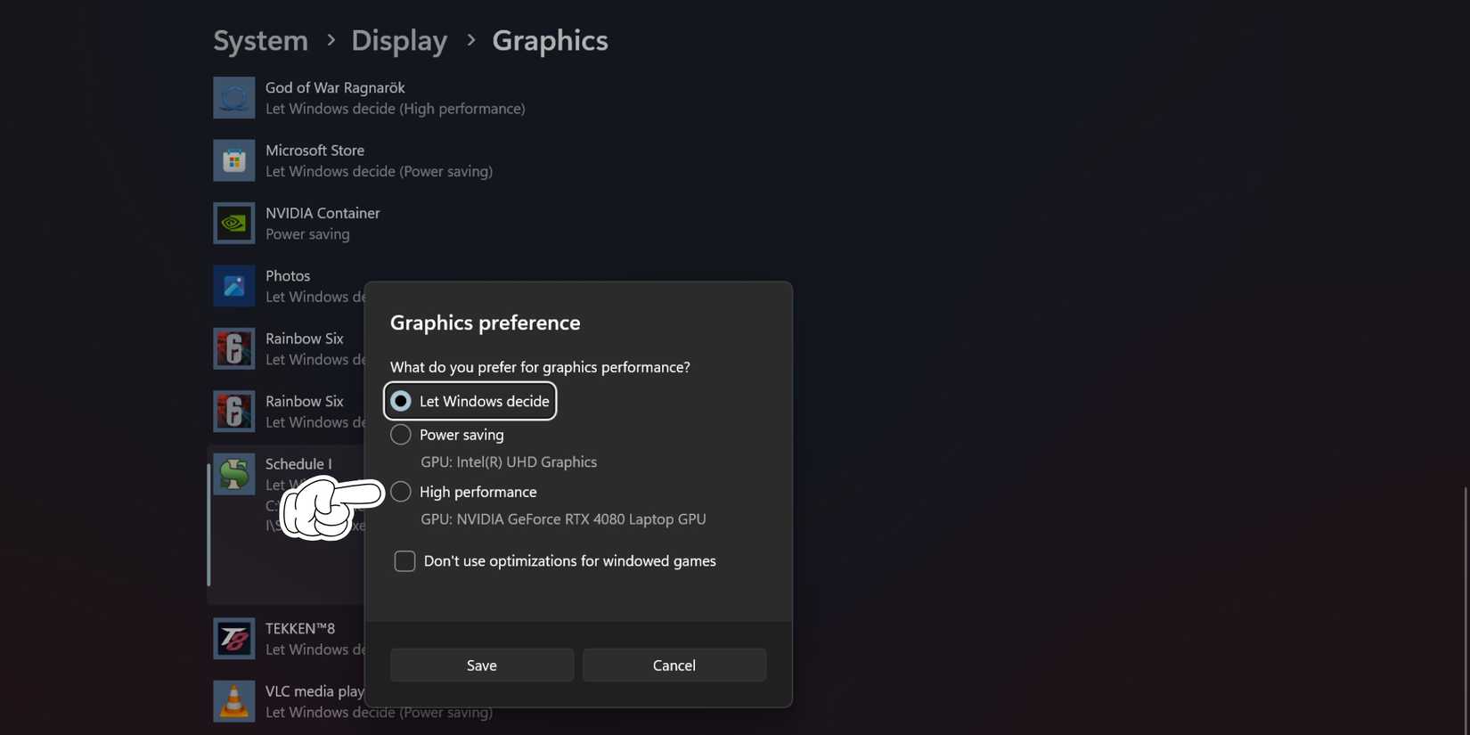 Using Dedicated GPU for Schedule 1