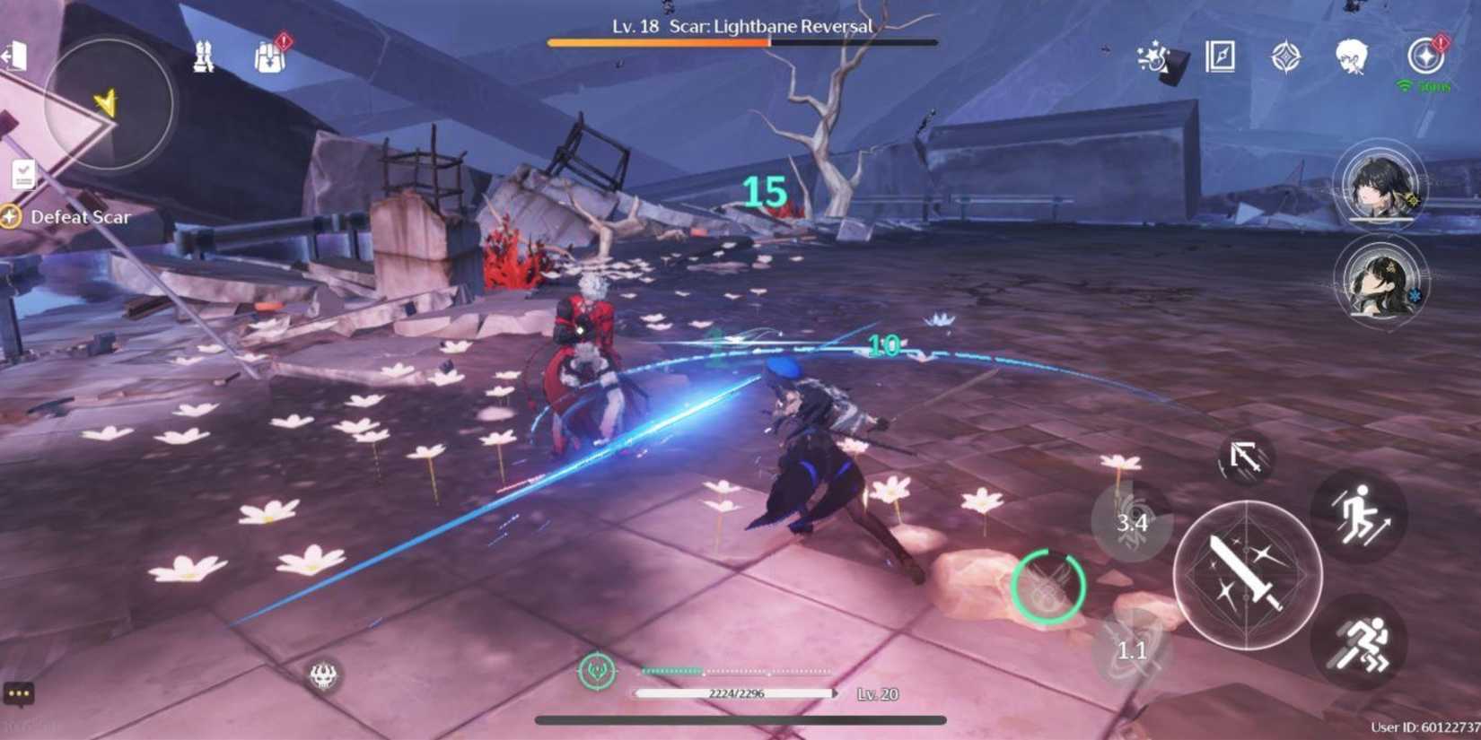 Wuthering Waves player fighting a boss