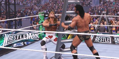 WWE 2K25  Razor hitting Shawn Michael with the ladder