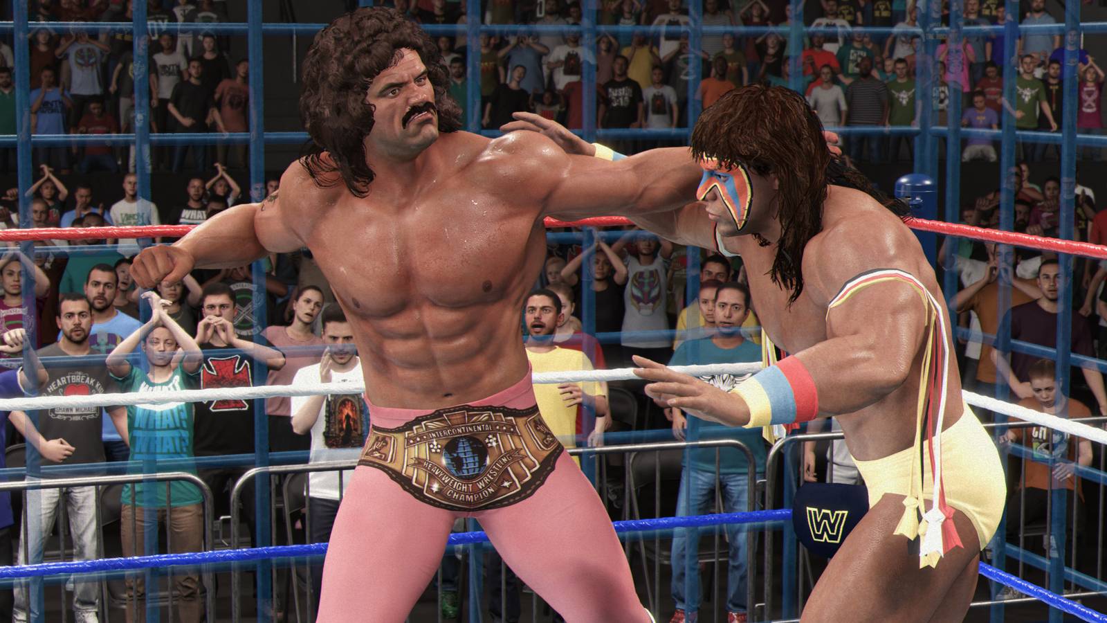 WWE 2K25 Rick Rude trading blows with the Warrior