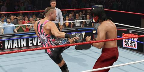 WWE 2K25 RVD lands a kick on the Great Muta