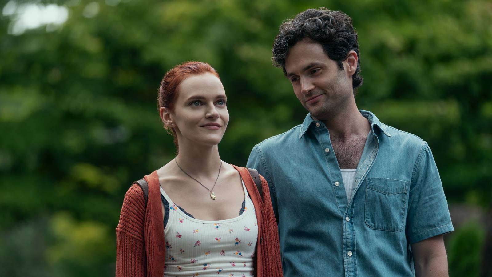 Bronte (Madeline Brewer) and Joe Goldberg (Penn Badgley) on You