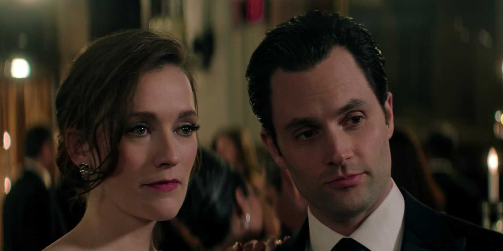 Kate Lockwood (Charlotte Ritchie) and Joe Goldberg (Penn Badgley) on You