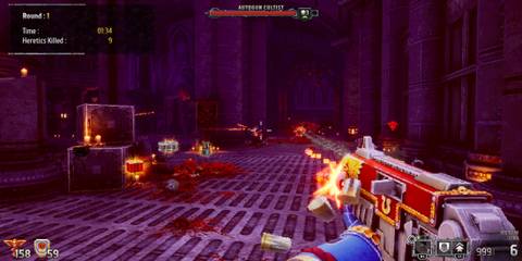 The Player Shooting A Boltgun With Infinite Ammo 