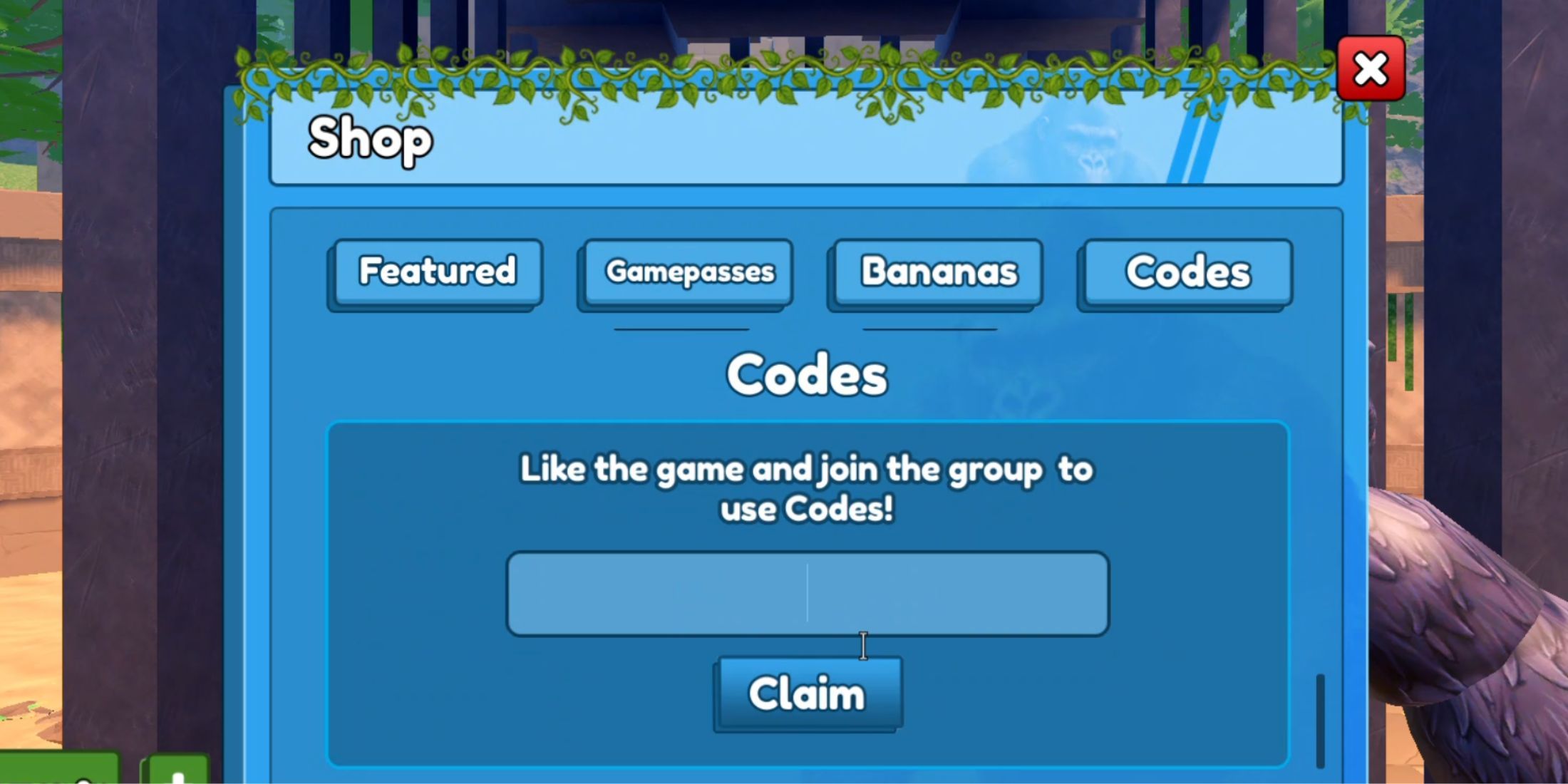 100 Players vs 1 Gorilla the codes tab