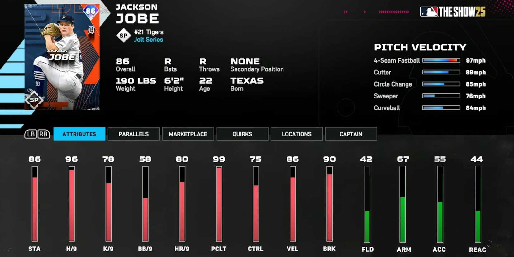 jackson jobe player stats