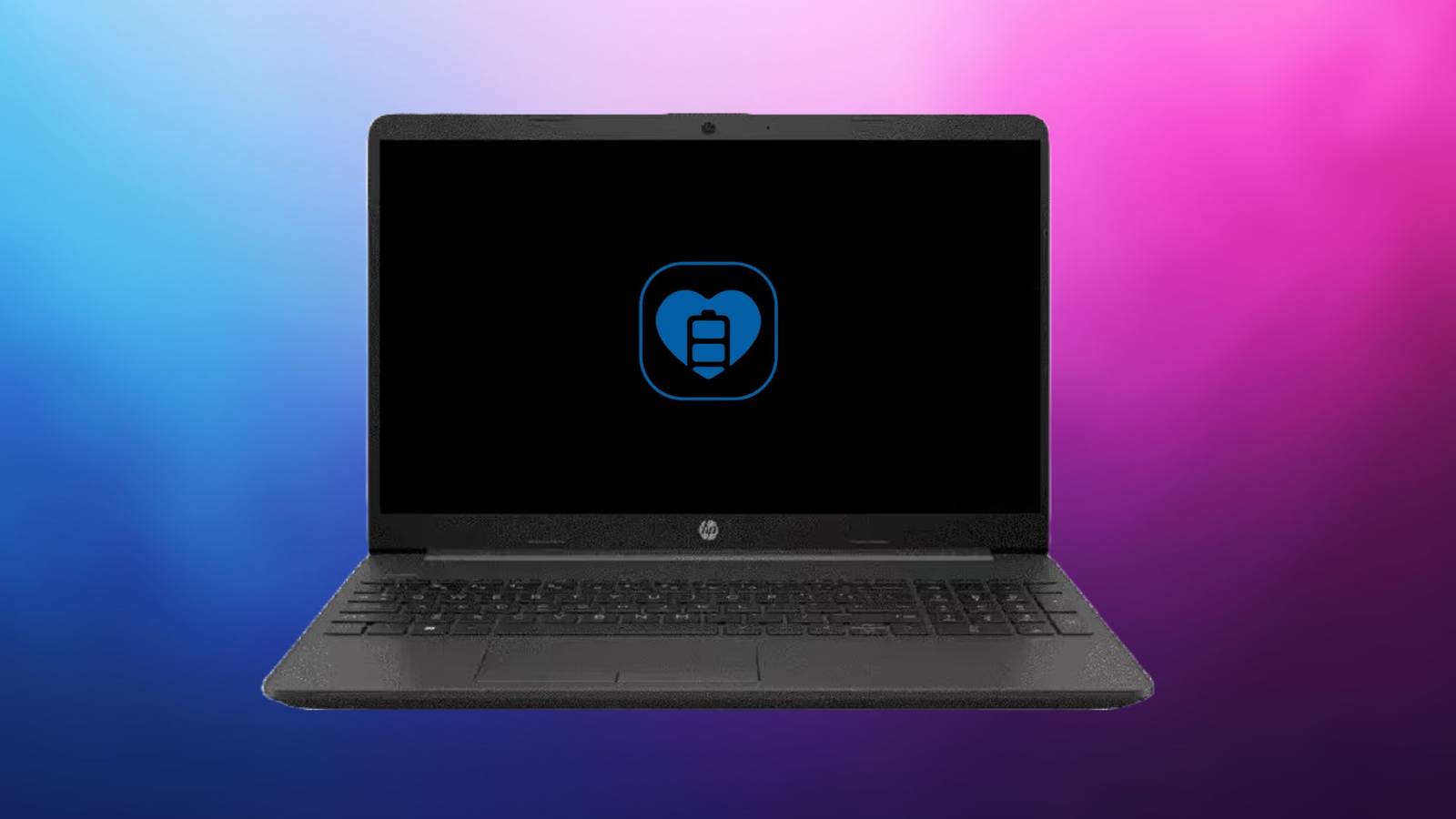 Image of a laptp with a battery signal on it on a gradient background.