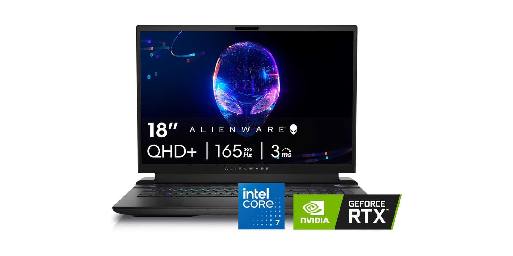 Alienware M18 Gaming Laptop on a white background.