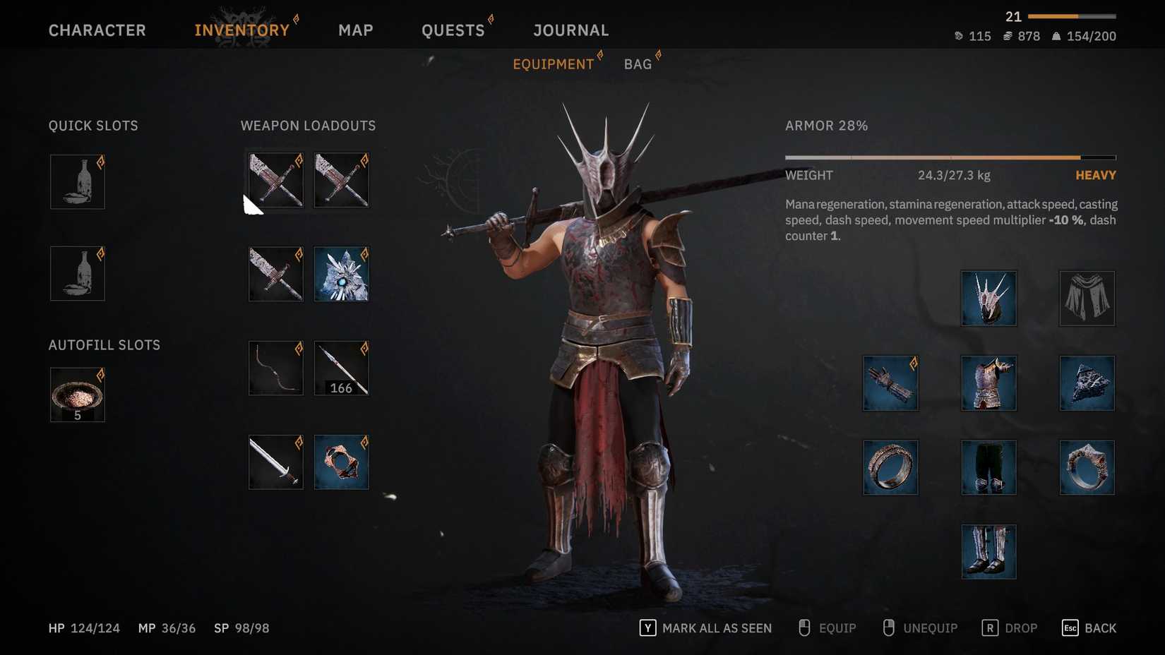 Tainted Grail The Fall of Avalon Early Warrior Build gear