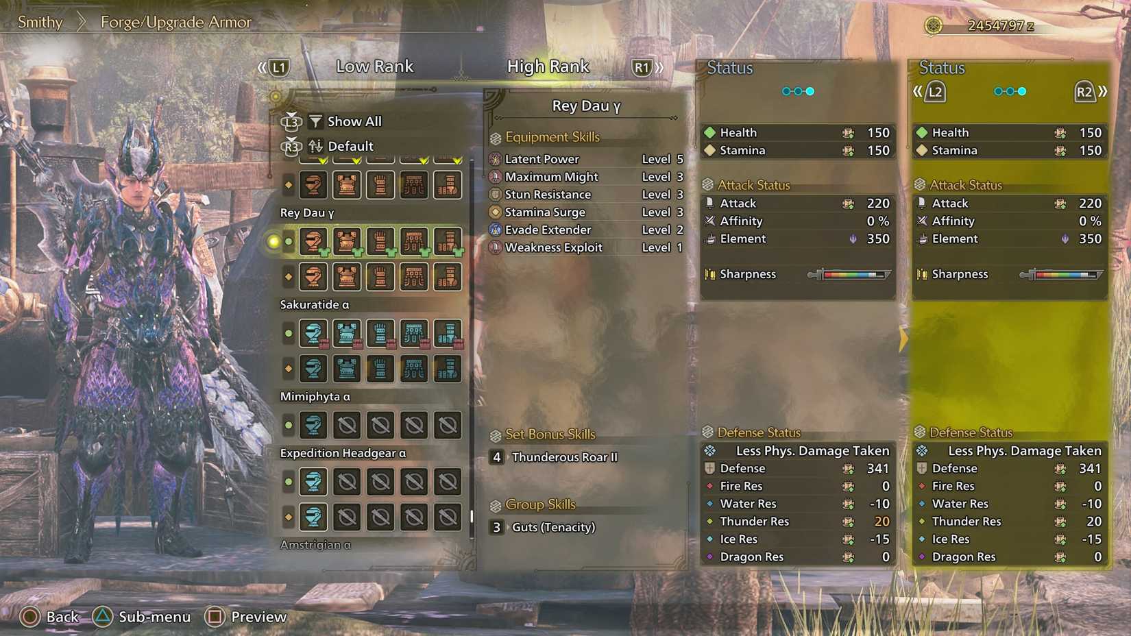 MH Wilds Rey Dau Gamma set skills