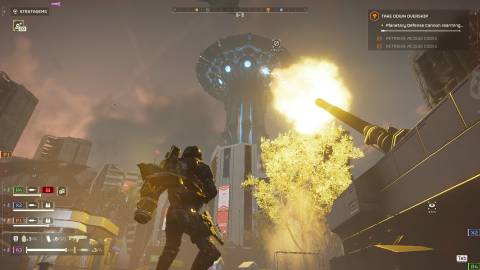 Helldivers 2 Planetary Defense Cannon Firing