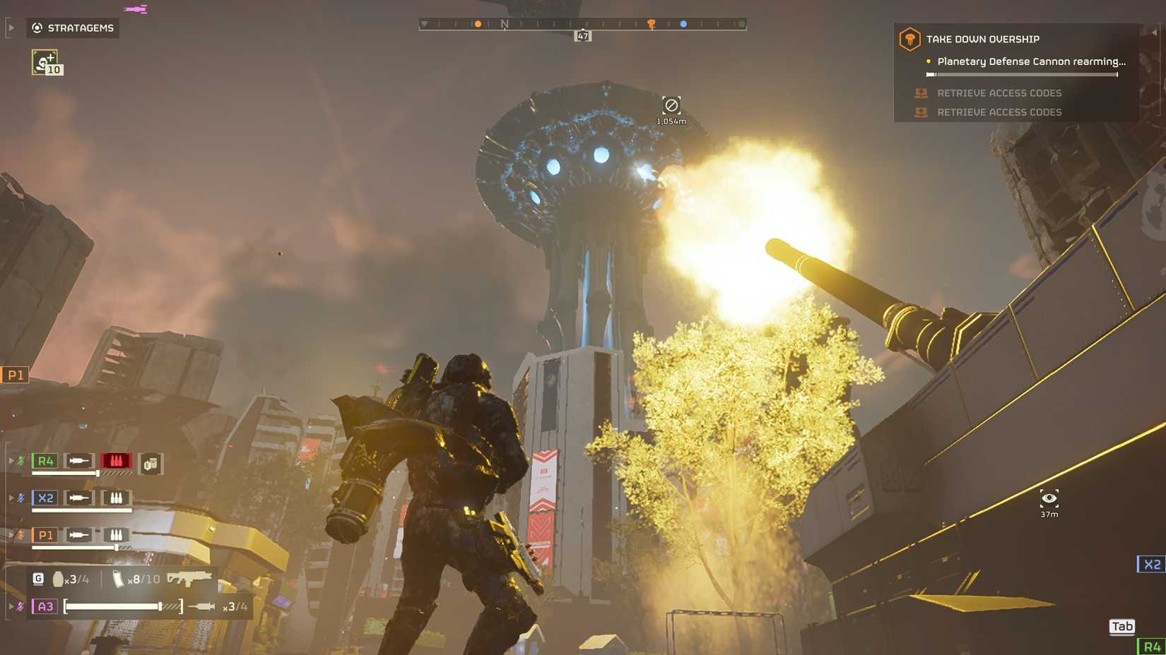 Helldivers 2 Planetary Defense Cannon Firing