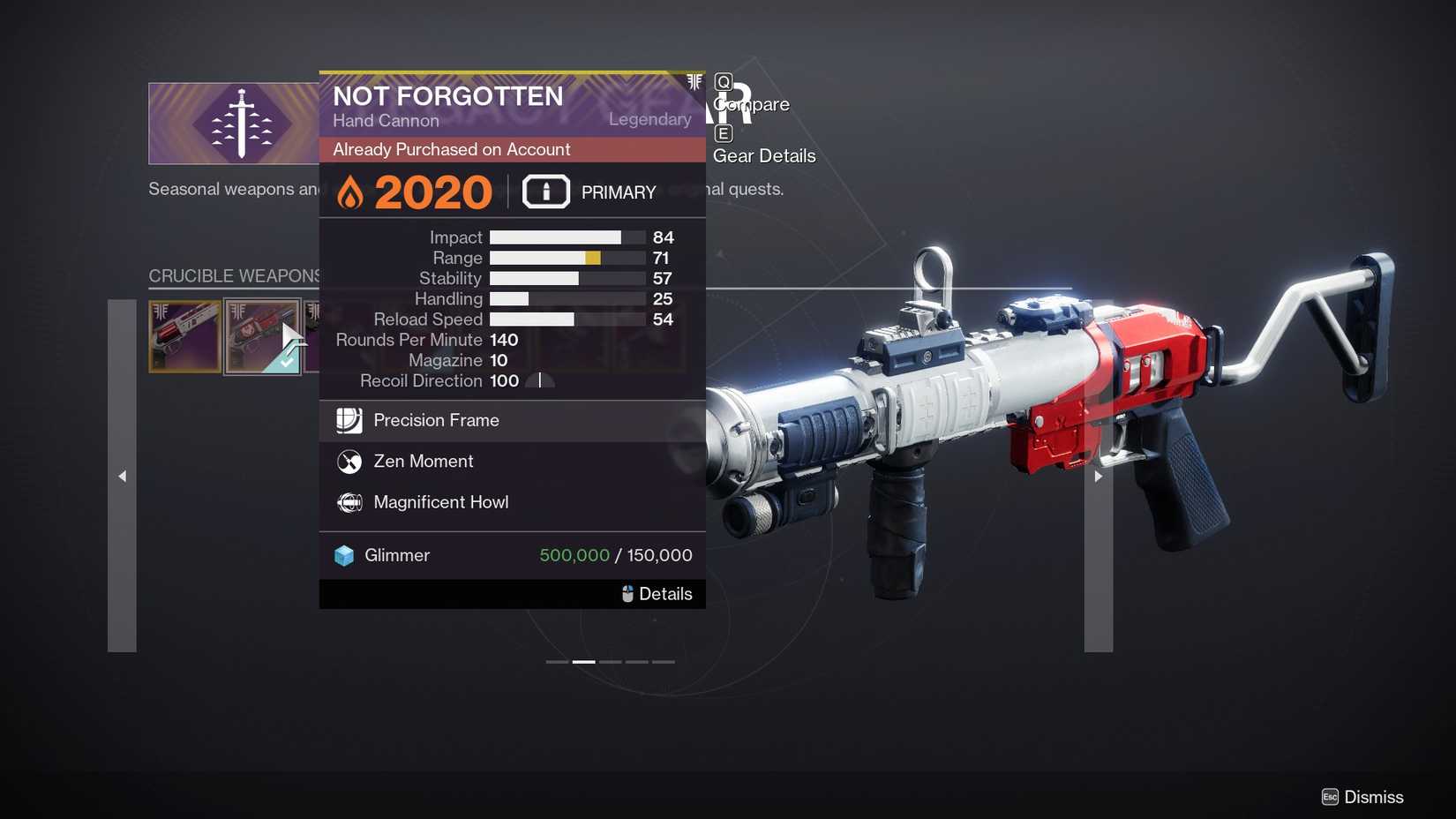 Destiny 2 Not Forgotten Exotic Kiosk