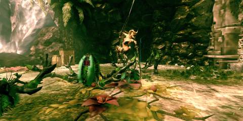 Ayumi slays a spider in Blades of Time