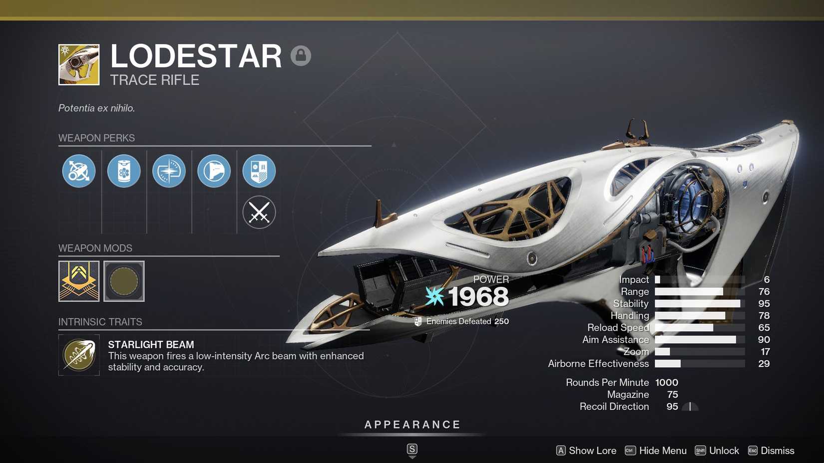 Destiny 2 Lodestar stat spread