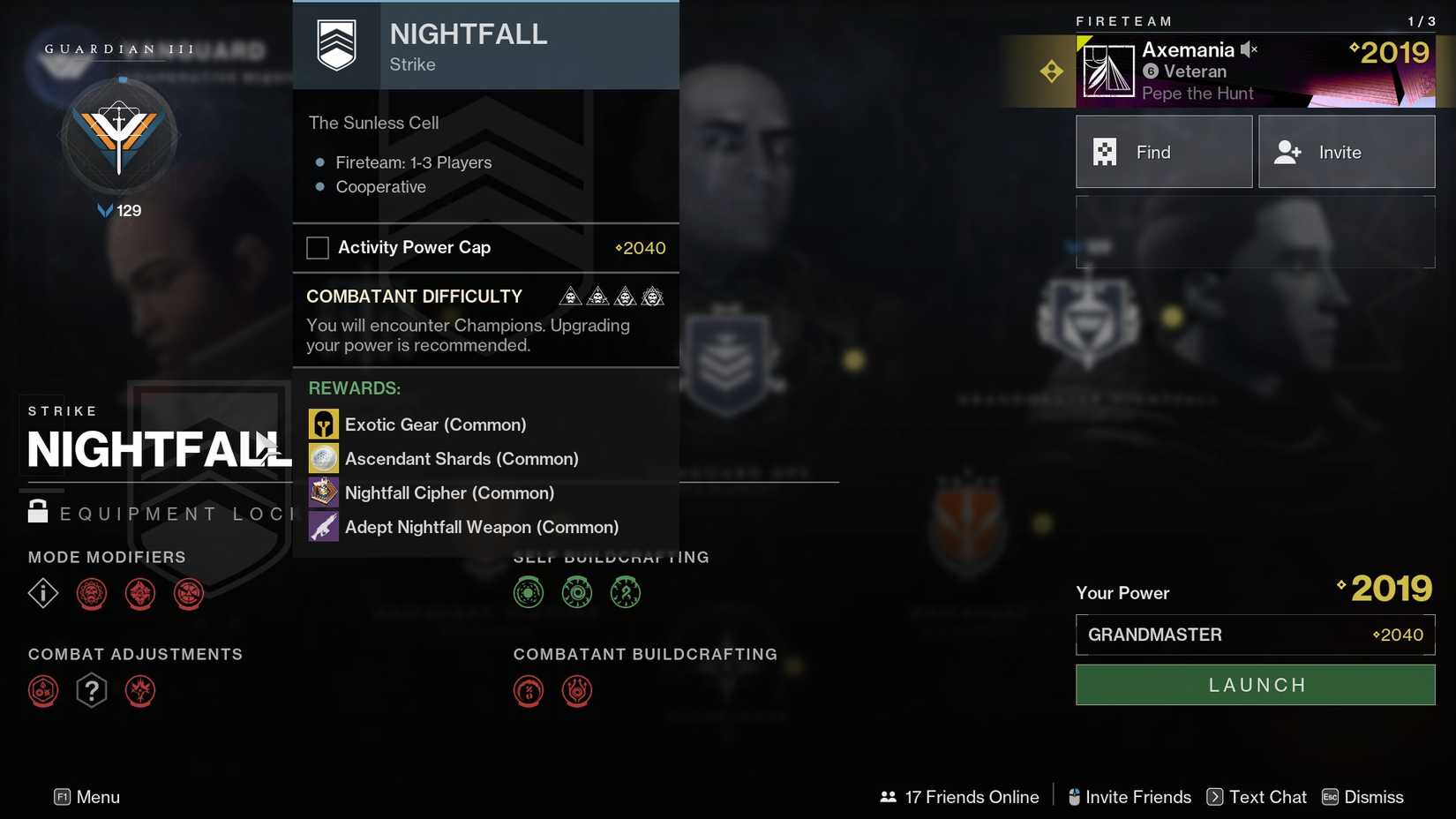 Destiny 2 GM Nightfall prep screen