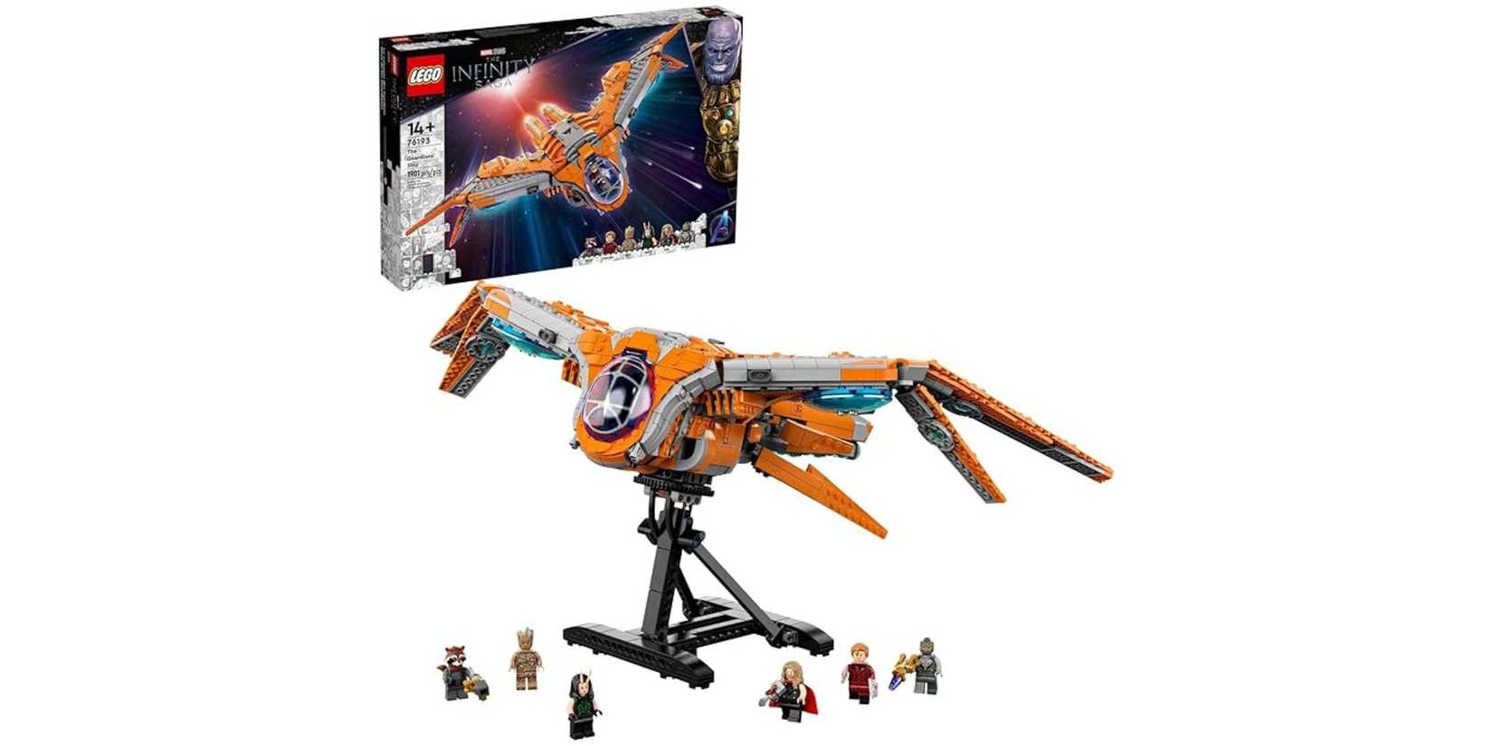 Image of a The Guardians’ Ship (76193) lego set on a white background.