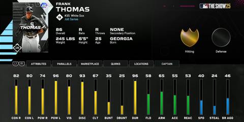 MLB The Show 25 frank thomas player stats 2025